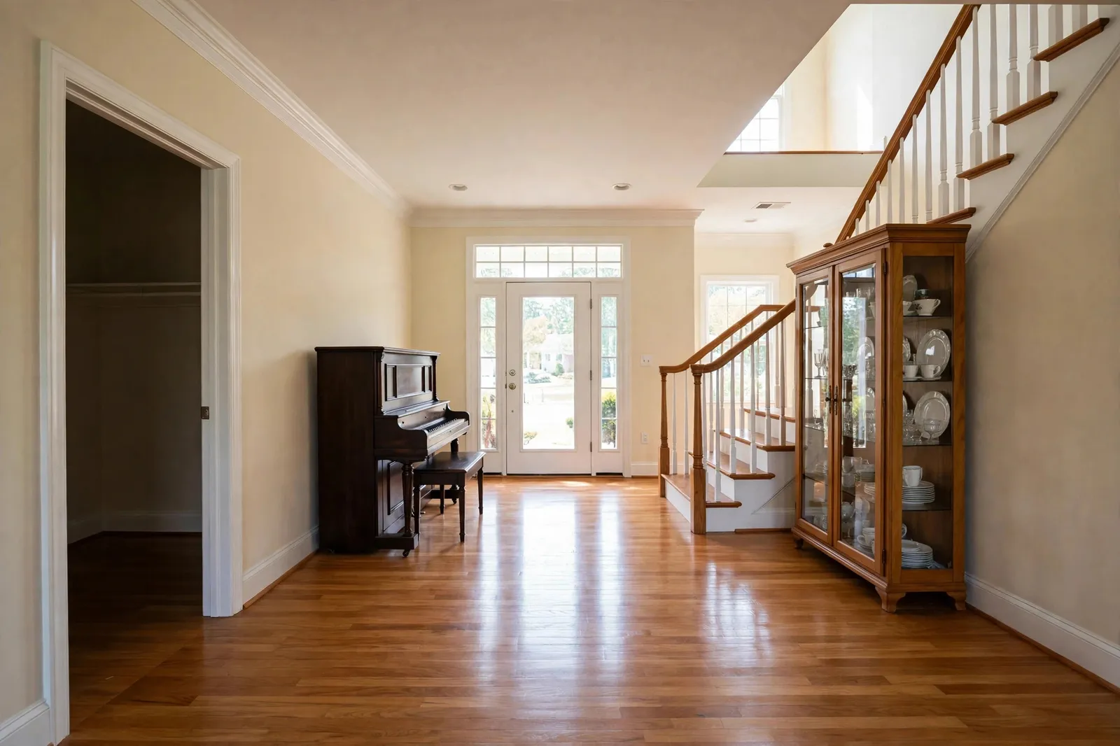 Before photo, Upright Piano and China Cabinet Removal in Bannister, by Waldorf Junk Removal Company